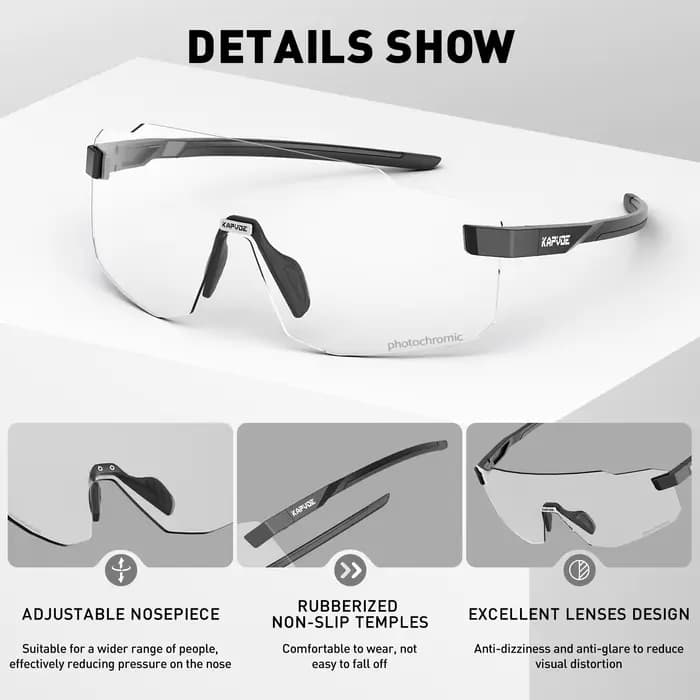 Kapvoe lunettes de cyclisme photochromiques UV400