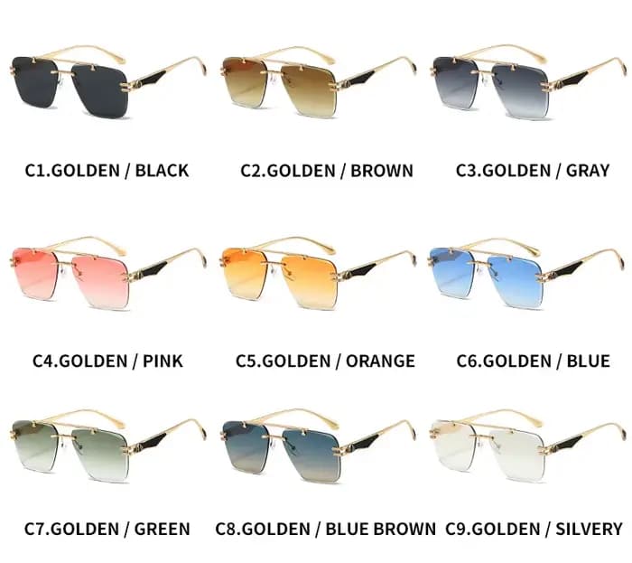 Lunettes de soleil carillon sans cadre avec protection UV pour femmes