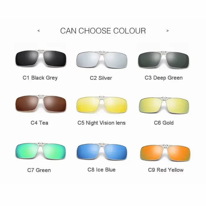 Retangle lunettes de soleil polarisées lentille pince sur myopie
