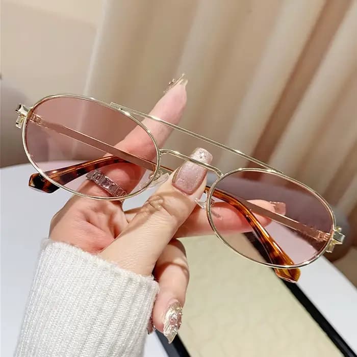 Lunettes de soleil ovales en métal pour hommes et femmes