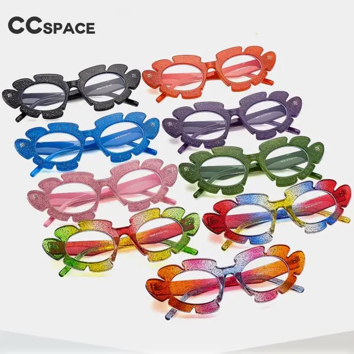 Lunettes anti-bleu colorées en forme de pétale pour femmes