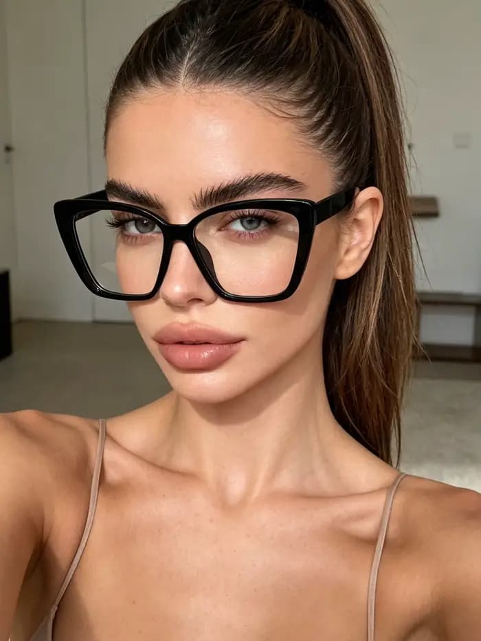 1 paire de lunettes œil-de-chat noires à la mode