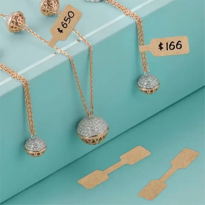 500 étiquettes de prix en papier, étiquettes pour bijoux, autocollantes, vierges, cartes de présentation, autocollants d'emballage pour colliers, boucles d'oreilles, bracelets, DIY
