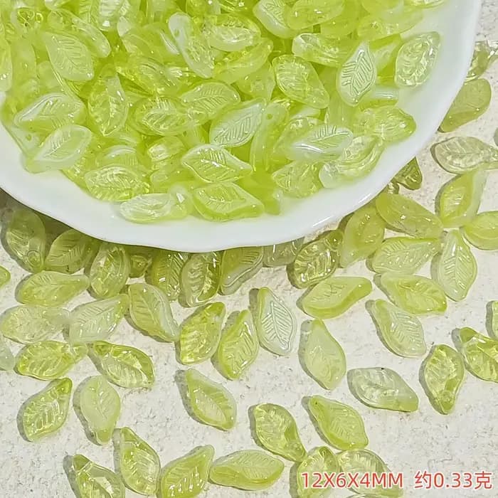 Perles en verre transparent dégradé en forme de feuille 12x6x4mm, 50 pièces, perles colorées en forme de feuille de vigne, accessoires de fabrication de bijoux faits à la main DIY