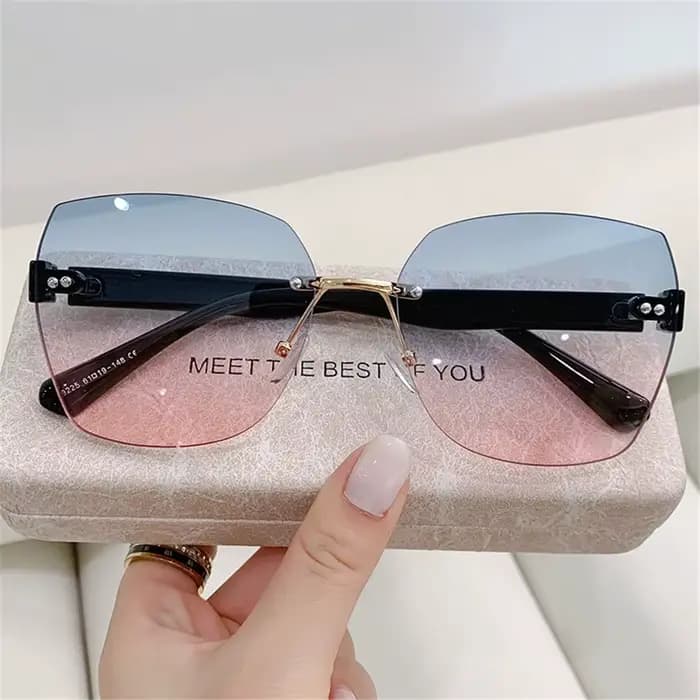 Lunettes de soleil carrées sans monture pour femmes