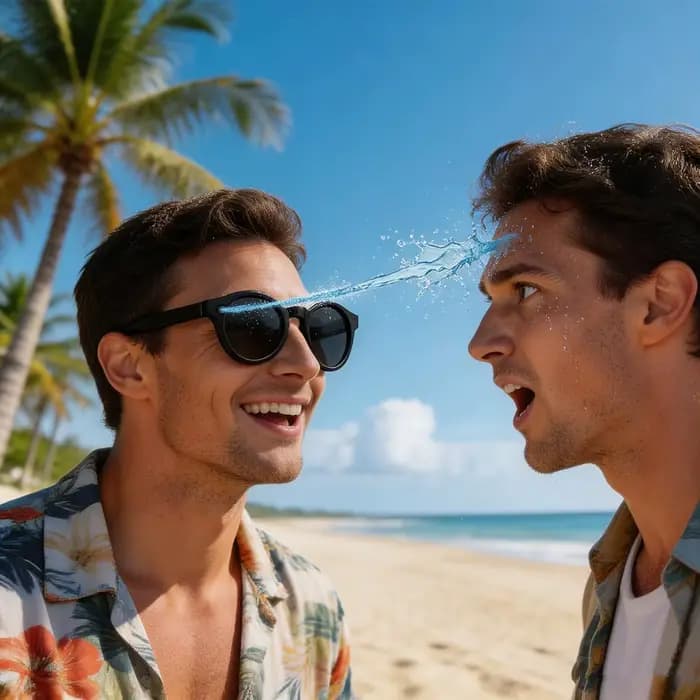 Lunettes de soleil amusantes à jet d'eau avec tube dissimulé pour farces