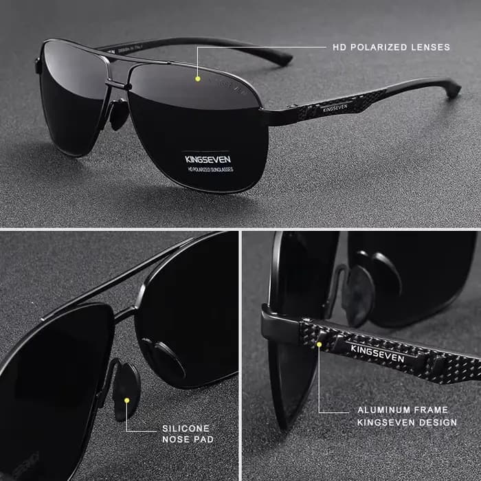 KINGSEVEN lunettes de soleil polarisées en aluminium hommes UV400 HD lentille pilote Protection des yeux