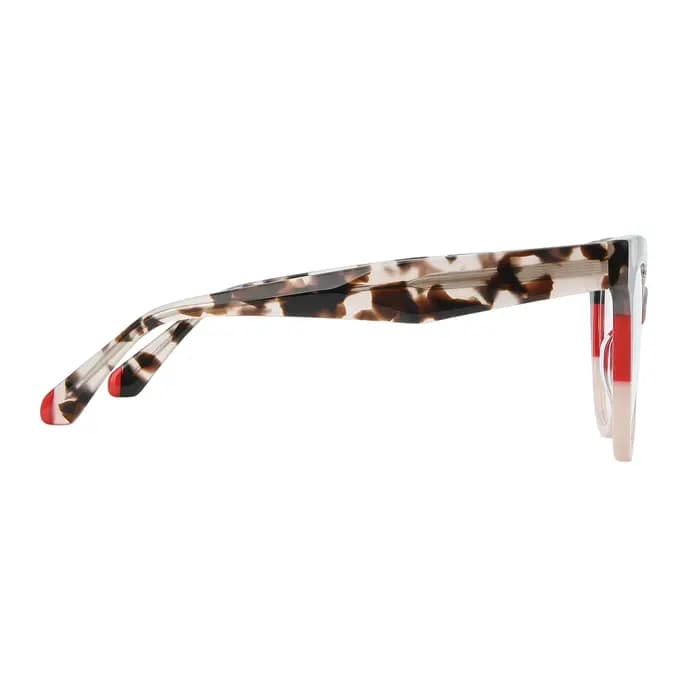 Lunettes optiques œil de chat en écaille de tortue vintage pour femmes fabriquées à partir de montures en acétate de qualité supérieure avec charnières métalliques et lentilles transparentes.