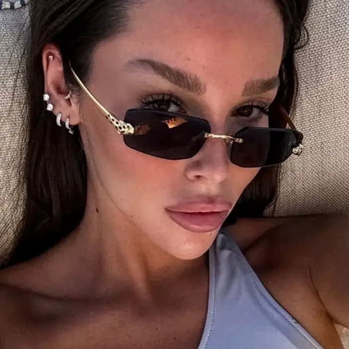 Lunettes de soleil sans monture tête de léopard pour femmes et hommes 2026 – Design vintage punk de marque de luxe
