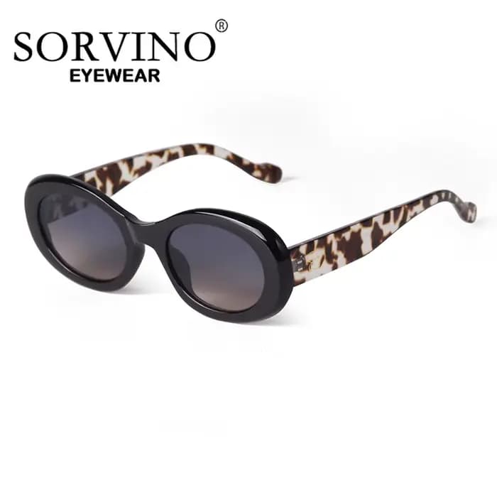 SORVINO tendance coquille de tortue noir ovale lunettes de soleil dégradé marron lentille ronde femmes hommes