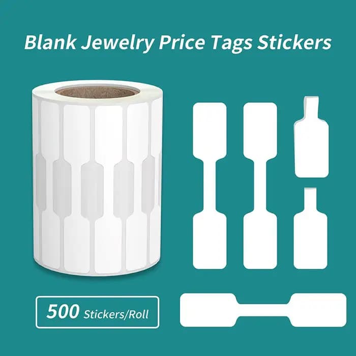 Autocollants de Prix en Papier Kraft, Étiquettes Autocollantes de Prix pour Bijoux, Blanc, pour Bague, Collier, Boucles d'Oreilles, 500 Pièces/Rouleau