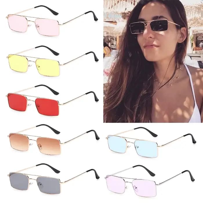 Lunettes de soleil rectangulaires rétro classiques pour femmes et hommes