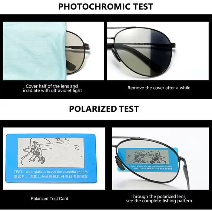 Lunettes de soleil polarisées photochromiques hommes femmes classique pilote caméléon