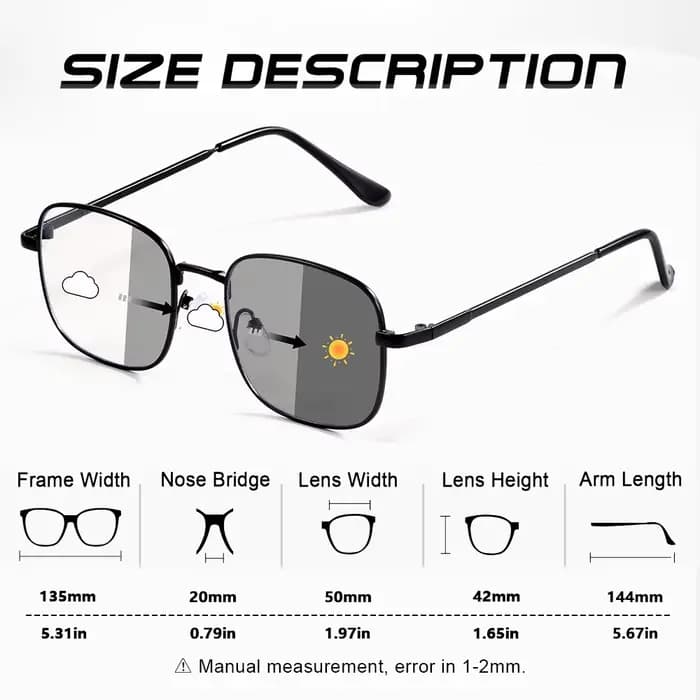 CRIXALIS lunettes de soleil photochromiques pour hommes et femmes classique rétro carré Durable charnière en métal