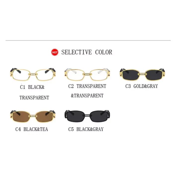 Lunettes de soleil rectangulaires à monture fine pour femmes