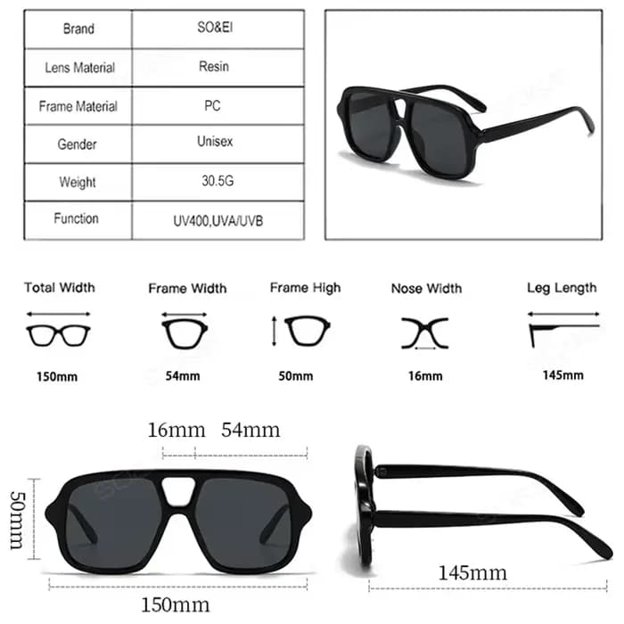 SO & EI Ins mode populaire Double ponts carré hommes lunettes de soleil Vintage Punk jaune bleu nuances UV400