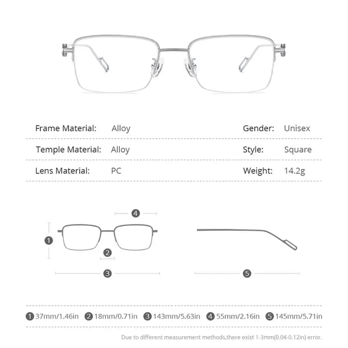 Lunettes carrées rétro vintage pour hommes