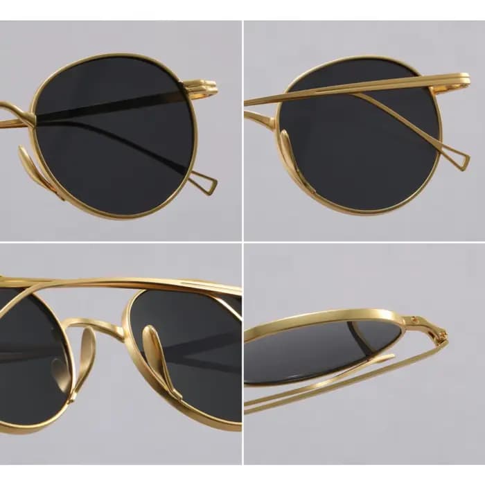 Lunettes de soleil rondes Vintage en métal doré pour hommes et femmes