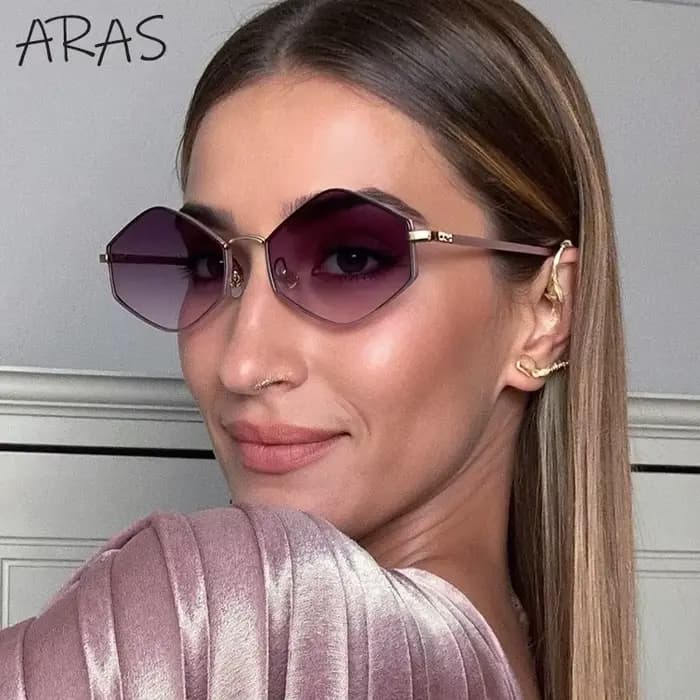 Lunettes de soleil punk hexagonales irrégulières pour femmes 2026 – Design de marque de luxe