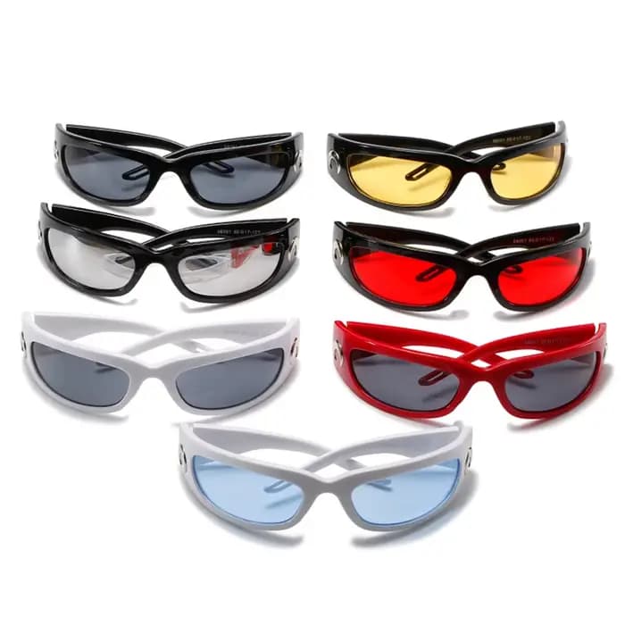 Nouvelles Lunettes de Soleil Rectangulaires 2026 Femme Homme Vintage Cyclisme Sport Extérieur Hip Hop Punk Y2K