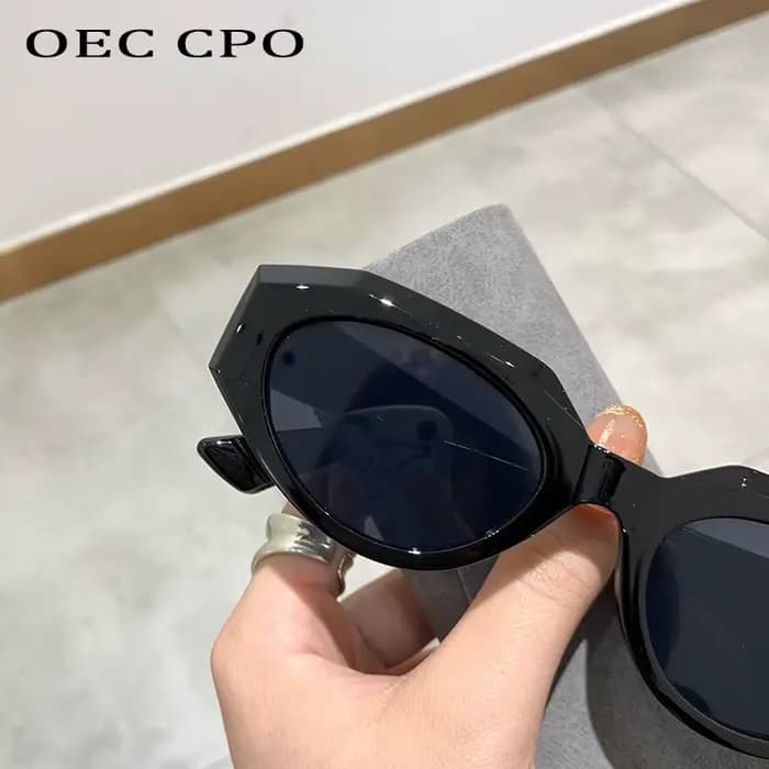 OEC CPO Punk lunettes de soleil œil de chat femmes Vintage petite lentille ovale