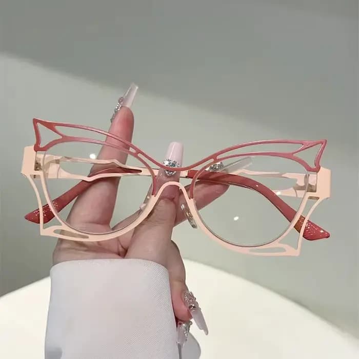 KAMMPT lunettes en forme de papillon femmes mode jante creuse blocage de la lumière bleue montures optiques