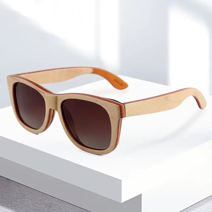 Lunettes de soleil en bois noir pour hommes et femmes