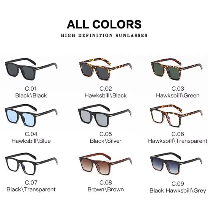 Lunettes de soleil carrées classiques pour hommes et femmes