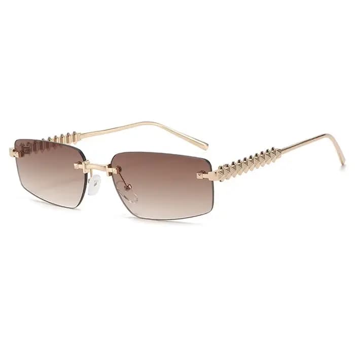Marque sans monture carré lunettes de soleil femmes 2025 Sexy à la mode