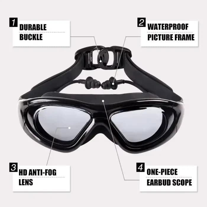 2 à-9 myopie lunettes de natation hommes femmes grand cadre HD Transparent Anti-buée