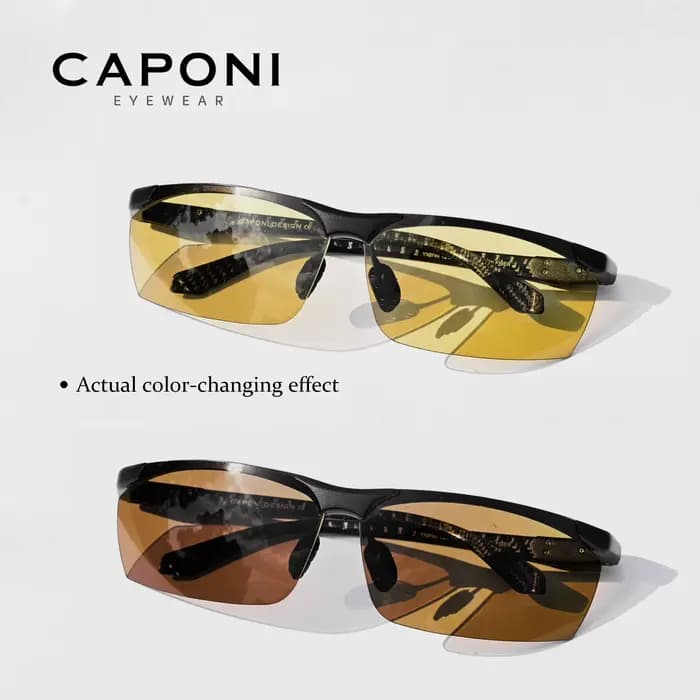CAPONI Vision nocturne hommes lunettes de soleil carbone Firber conduite sport photochromique UV400 HD