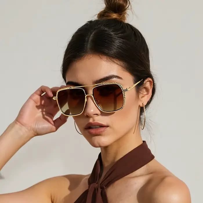 Lunettes de soleil carrées plein cadre pour femmes
