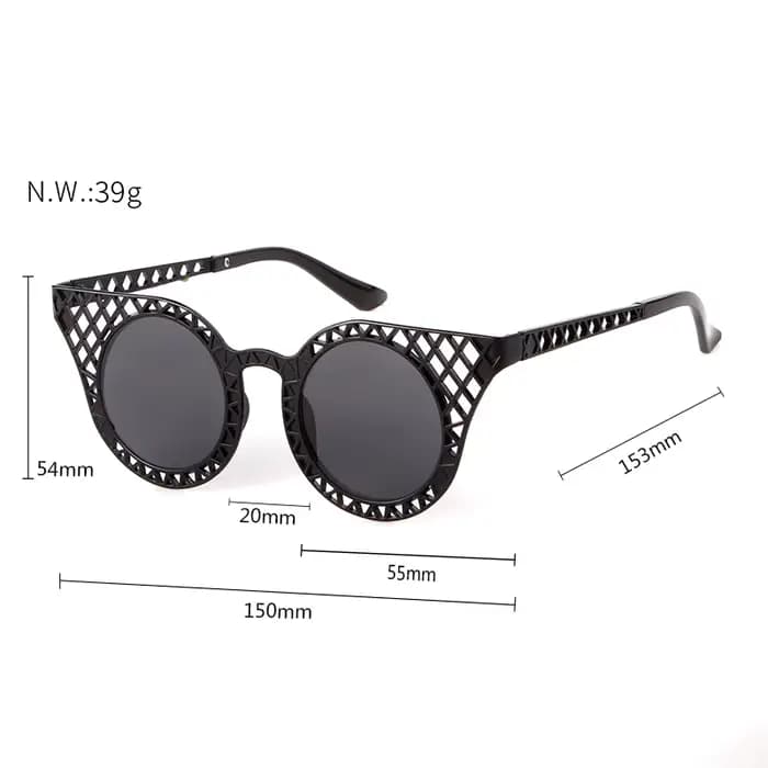 LAURINNY 2025 rond oeil de chat cadre en métal lunettes de soleil femmes hommes rétro marque Design marron