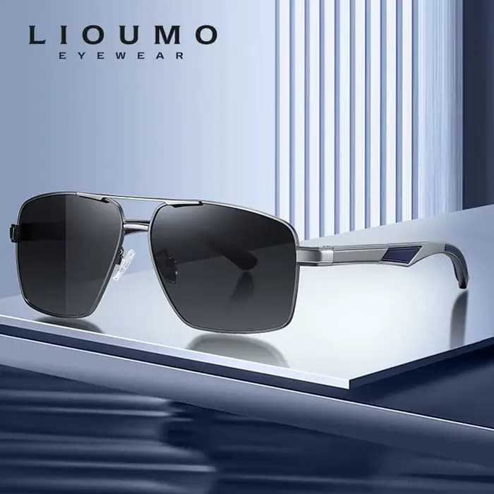 LIOUMO haute qualité carré hommes lunettes de soleil polarisées