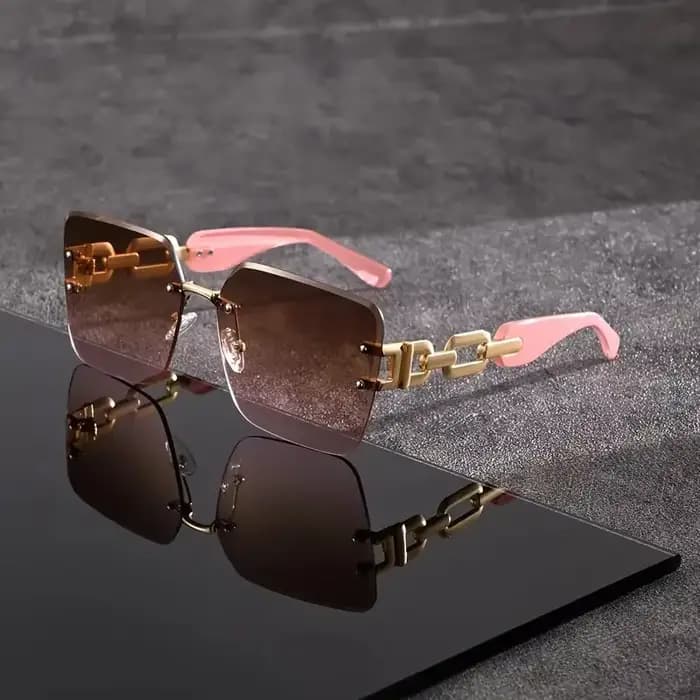 Lunettes de soleil de luxe surdimensionnées sans monture pour femme