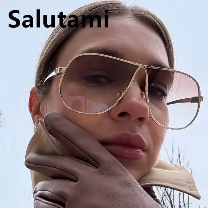 Nouvelle marque de mode lunettes de soleil carrées surdimensionnées pour femmes vintage alliage dégradé