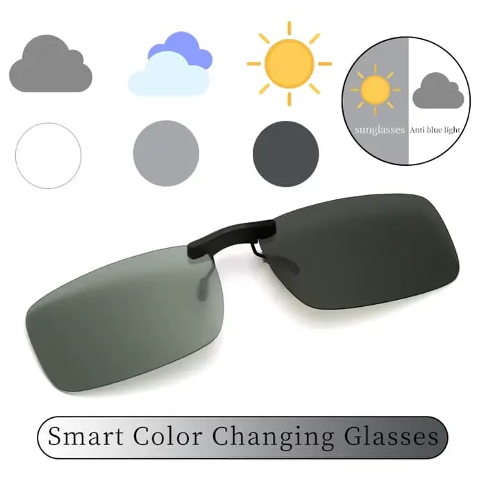 Hommes sans monture rabattable pince sur lunettes de soleil pour myopie