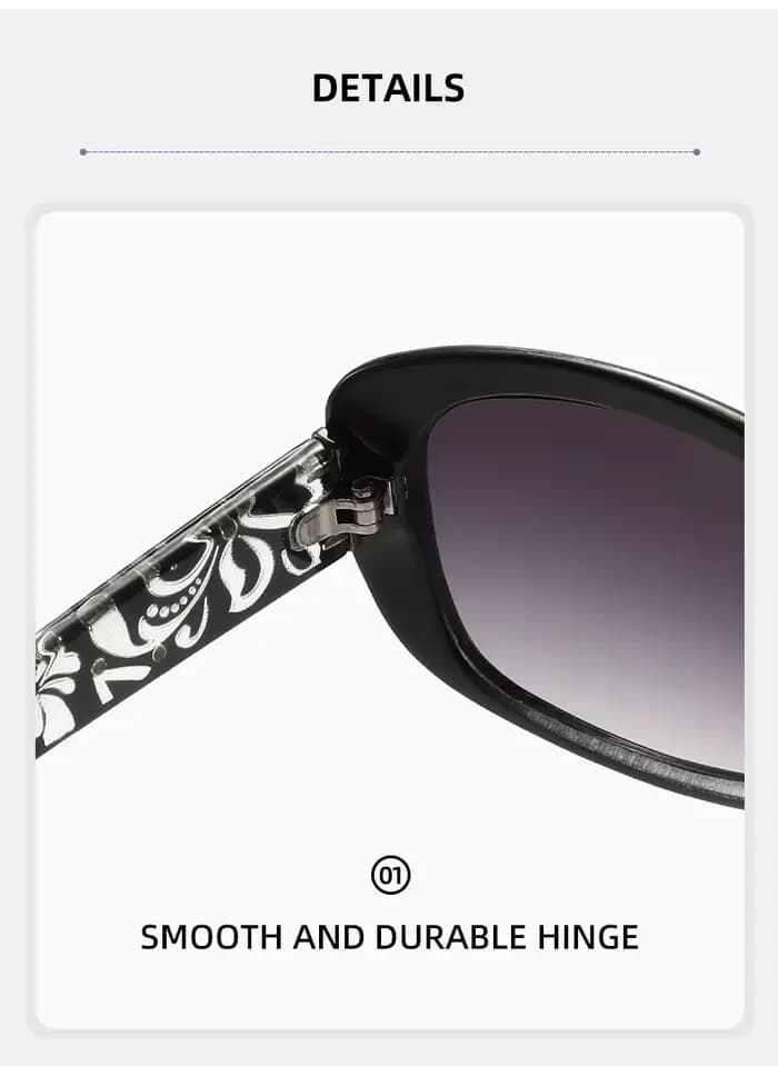 Lunettes de soleil élégantes à grande monture ovale pour femmes avec motif unique