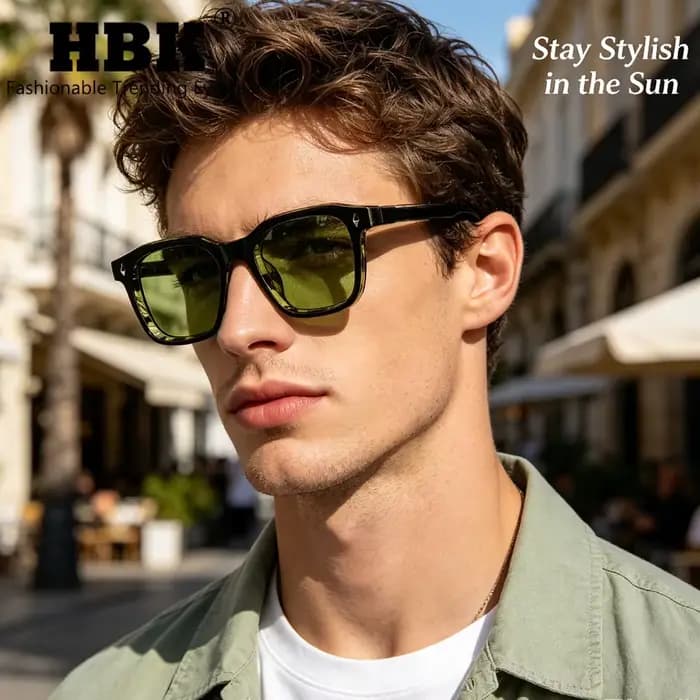 Lunettes de soleil carrées élégantes HBK pour hommes