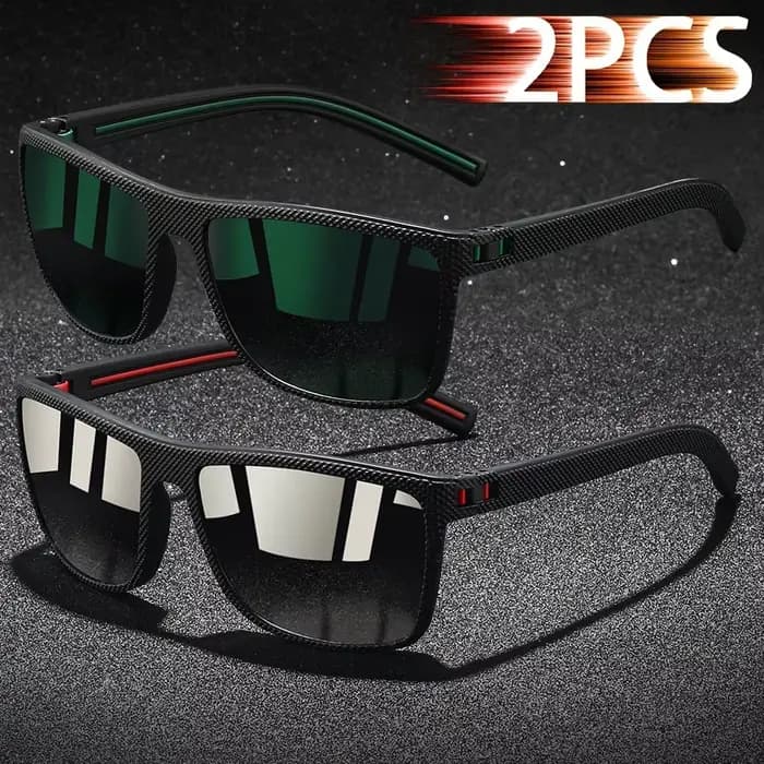 2 paires de lunettes de soleil carrées classiques tendance pour hommes et femmes