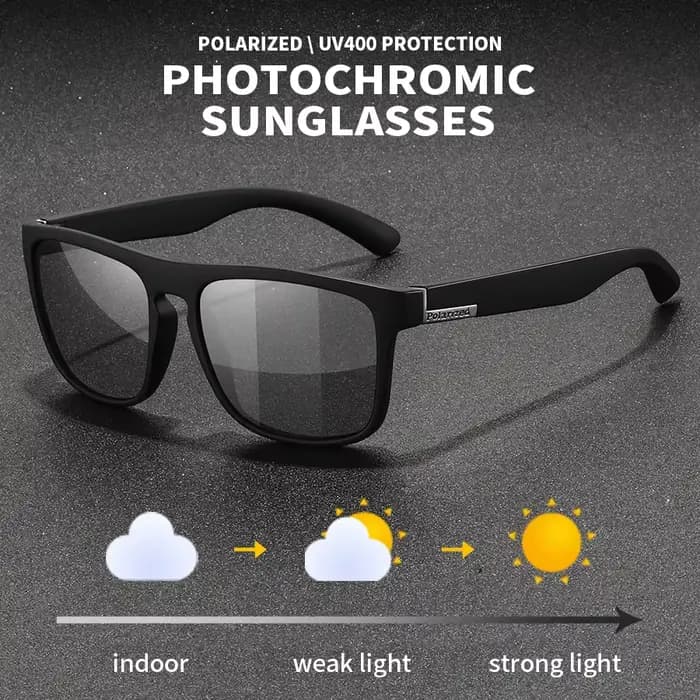 Lunettes de soleil photochromiques polarisées carrées vintage pour hommes et femmes