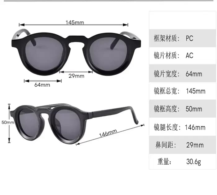 Lunettes de soleil rondes femmes hommes Punk nuances rétro tendance