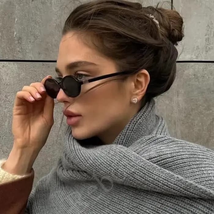 Mignon petit cadre ovale femmes lunettes de soleil Sexy léopard rétro luxe
