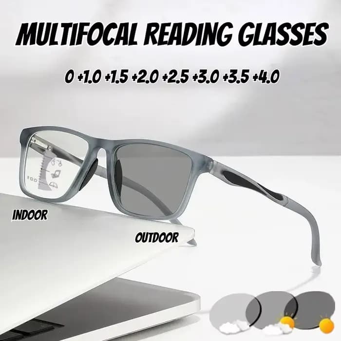 Lunettes de lecture multifocales photochromiques à la mode neutre