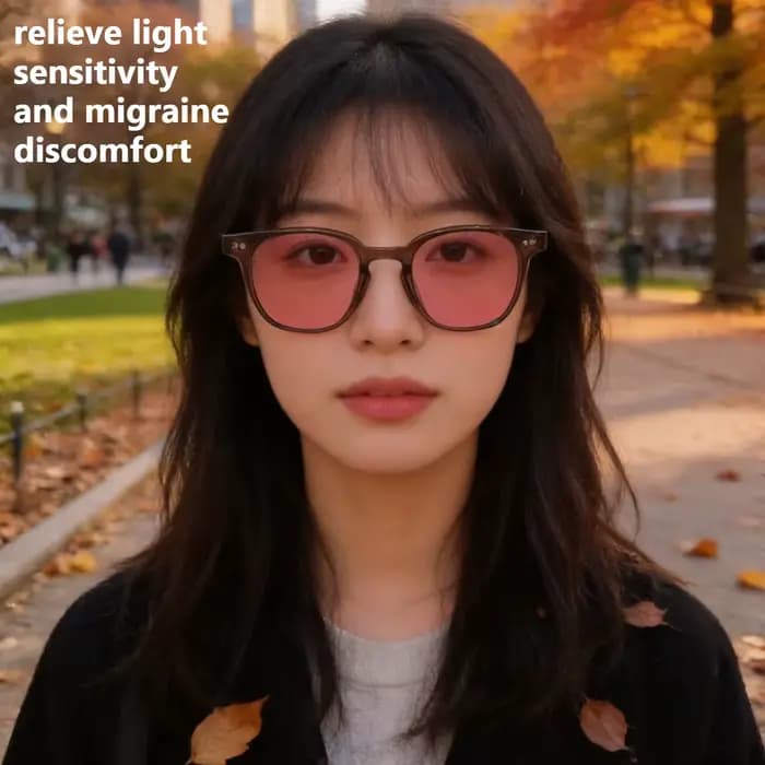 Lunettes SHINU FL-41, lunettes teintées FL41 pour hommes et femmes, verres rose FL41 bloquant la lumière bleue et verte 480-520 nm, lunettes anti-migraine