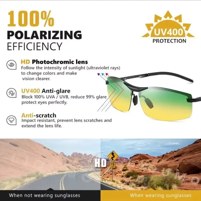 Lunettes de soleil polarisées photochromiques pour homme