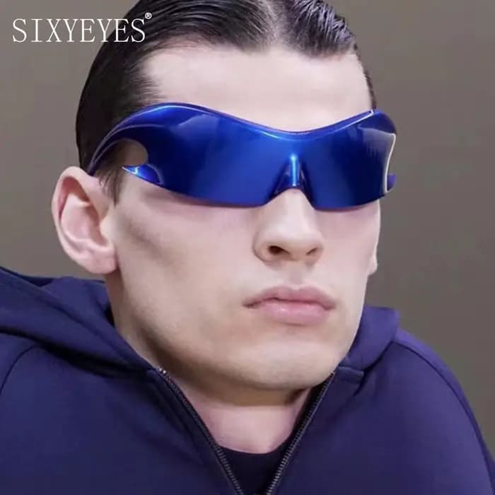 2025 lunettes de soleil futuristes Y2k pour hommes femmes marque une pièce miroir