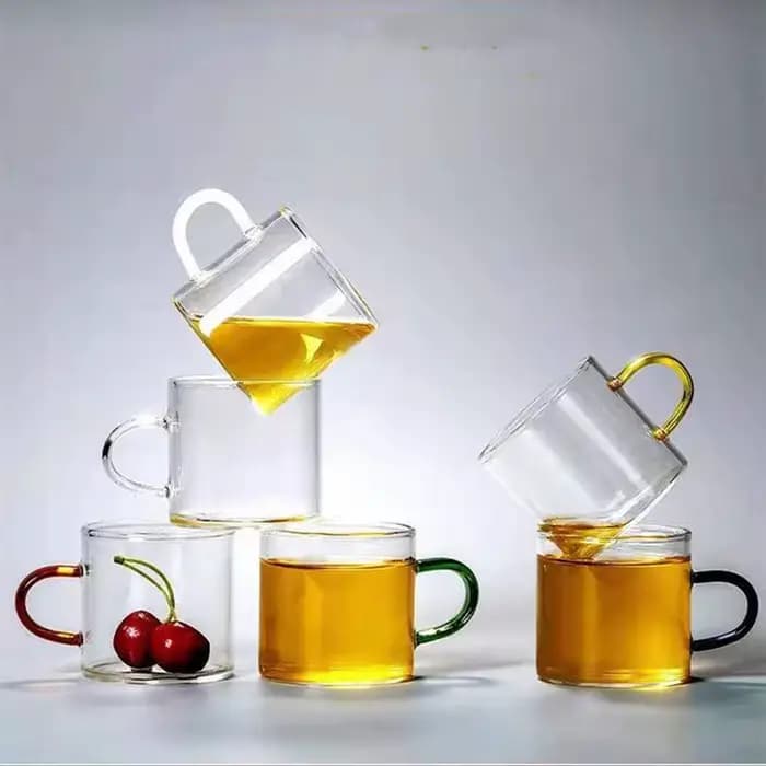 Tasse en verre transparent avec poignée, tasse à thé, café latte, vin, lait, expresso, cappuccino, boisson