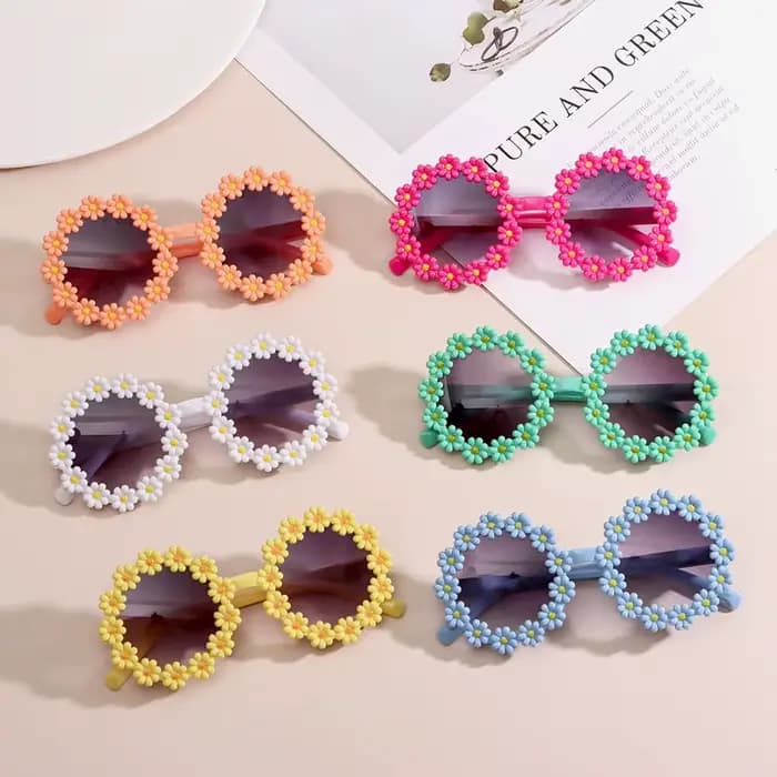 Lunettes de soleil rondes à fleurs pour enfants