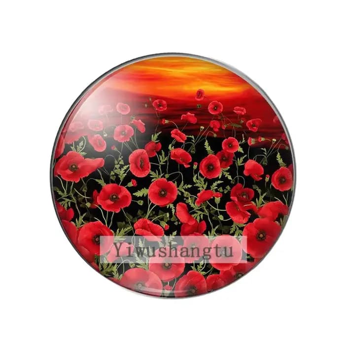 Beauté fleurs de coquelicot rouge magnifiques 8mm/10mm/12mm/18mm/20mm/25mm photo ronde cabochon en verre démo dos plat résultats de fabrication ZB0543